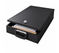 Caja para documentos Relaxdays, DIN A4, con cerradura, 2 llaves, negra | Asa de transporte, (Al x An x Fon) 7 x 37 x 27 cm, caja de seguridad