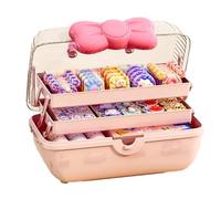 Caja Para Guardar Accesorios Para El Cabello Para Niñas Y Mujeres. Precioso Joyero Infantil Con Lazo Para Coleteros, Gomas Y Pinzas. Organizador Multiusos Para Guardar Herramientas De Uñas Con Asa