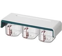 Caja para guardar especias con cuchara, sistema de montaje en pared, juego de estanterías para especias, gran capacidad, recipientes para especias verdes, ideal para la cocina, organizador de especias