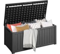 Caja para jardín | 450 litros, 142.1 x 67.6 x 60 cm | Caja para exteriores, caja de almacenamiento, caja para cojines de jardín, caja para jardín. | Resistente al agua, con amortiguador a gas. | Ideal