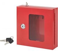 Caja para llaves de pared, de acero, con cristal intercambiable, 170x175x55 mm, con 2 llaves, de color rojo - THIRARD