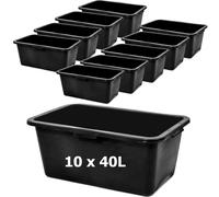 Caja para mortero, 10 unidades, de plástico, 40 litros. Cubeta para mortero, 72 cm. Bandeja para mortero. Caja para mezclar mortero