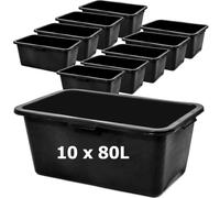 Caja para mortero, 10 unidades, de plástico, 80 litros. Cubeta para mortero, 78 cm. Bandeja para mortero. Caja para mezclar mortero