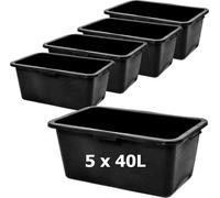 Caja para mortero, 5 unidades, de plástico, 40 litros. Cubeta para mortero, 72 cm. Bandeja para mortero. Caja para mezclar mortero