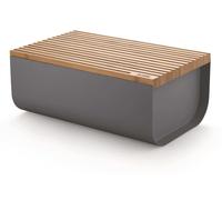 Alessi Caja para pan Mattina – Acero coloreado con resina epoxi y tabla de bambú – Gris oscuro