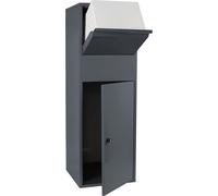 Caja para paquetes Wiltec, color antracita, 460 x 450 x 1400 mm. Caja para recibir paquetes en casa, ideal para la recepción privada de paquetes de tamaño S y L. Buzón de pie