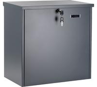 Caja para paquetes Wiltec, color gris, 508 x 315 x 500 mm. Caja para recibir paquetes en casa, ideal para paquetes y envíos, tipo buzón de pie o de pared, fabricada en acero