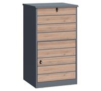 Caja para paquetes Zelsius, color nogal, antracita RAL 7016, acero con revestimiento en polvo, con sistema de cierre para la devolución