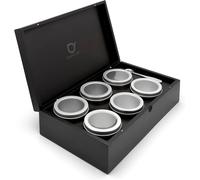 Caja para té a granel 36 x 21 cm, con 6 botes y cuchara medidora, negro, bambú, Bredemeijer