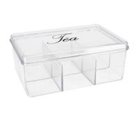 Caja para Té con 6 Compartimentos Transparente G - Organizador de Infusiones para Clasificar y Ordenar Bolsas de Té - Resistente y Duradero