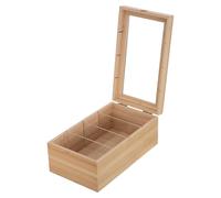 Caja Portatarjetas de Recetas de Bambú con Tapa Transparente y 4 | Organizador con Ranura para Tarjetas, Panel Acrílico y Patas Antideslizantes, para Cocina y Fogones
