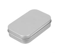 Caja rectangular vacía para mini caja de lata con tapa con bisagras, estuche de almacenamiento de hierro para kit de supervivencia de aventura al aire libre y artículos esenciales de viaje (plata)