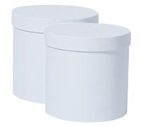 Caja Redonda para Ramo Blanco, Cartón, 2 Piezas, Elegante