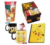 Caja Regalo Pokémon Charizard Vs Pikachu Taza Térmica Cerámica 460 mls + Cuaderno Pikachu + Vaso Cristal 400 mls