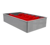 Caja Registradora para Monedas de Plástico Cinco Compartimentos | Plegable, Bordes para Monedas, Superficie Lisa y Pulida, para Pequeños Negocios y Personal de Tienda