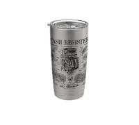 Caja registradora Vintage Patente Imprenta Propietario Dinero Negocio Vaso térmico de acero inoxidable de doble pared