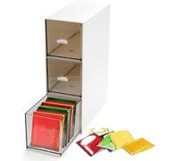 Caja Té con 3 Cajones de PláStico Portabolsitas Organizador con Cajas de PláStico Organizador Infusiones Cocina Transparente Mini Cajonera para Bolsas de Té, Azúcar, Cápsulas de Café (23 X 17 X 8 cm)