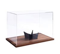 Cajas acrílicas para exhibición, base de madera transparente, a prueba de polvo, 11.8 x 8.2 x 7 pulgadas, estuche transparente coleccionable, para muñecas, kits de modelos, recuerdos, figuras de