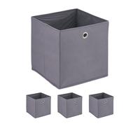 Relaxdays Cajas de almacenaje set de 4 plegables con asas redondas 30 x 30 x 30 cm Gris
