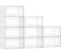 Cajas apilables para guardar zapatos VEVOR (9 unidades), aptas para tallas de hasta la 13 estadounidense, organizador de zapatos con puerta magnética para guardar zapatos de tacón alto, botas y sombre