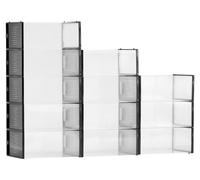 Cajas apilables para zapatos VEVOR (12 unidades), aptas para tallas de hasta la 11 estadounidense, organizadores modulares de plástico para guardar zapatos de tacón alto, botas y sombreros, con marco