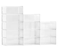 Cajas apilables para zapatos VEVOR (12 unidades), aptas para tallas de hasta la 11 estadounidense, organizadores modulares de plástico para guardar zapatos de tacón alto, botas y sombreros, con marco