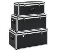 vidaXL Cajas de almacenamiento 3 unidades aluminio negro