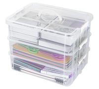 Cajas de almacenamiento apilables, set de 3 unidades, transparentes, 35x26,5x29 cm