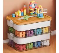 Cajas de almacenamiento, caja de juguetes para niños Lego, organizador de juguetes apilable con tapa, asa, contenedores de plástico de múltiples compartimentos para guardar juguetes, joyas, cuentas