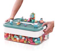 Cajas de almacenamiento, caja de juguetes para niños Lego, organizador de juguetes apilable con tapa, asa, contenedores de plástico de múltiples compartimentos para guardar juguetes, joyas, cuentas