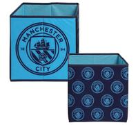 Cajas de almacenamiento con licencia oficial del Manchester City FC | Pack de 2 cubos de almacenamiento plegables | Artículos de fútbol | Perfectas para organizar la habitación infantil