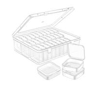 Cajas de almacenamiento de cuentas transparentes - paquete 30 contenedores almacenamiento con tapa articulada, conjunto de almacenamiento pequeñas piezas artesanales, estuche perlas joyas Durable