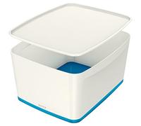 Cajas de almacenamiento Leitz myBox, con tapa, tamaño grande, opacas, color Weiß/Blau Metallic Große Box mit Deckel