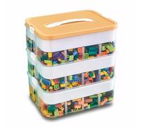 Cajas de almacenamiento, organizador transparente para juguetes, cajas de almacenamiento apilables de Lego con tapa, asa, contenedor de plástico con múltiples compartimentos para almacenar juguetes