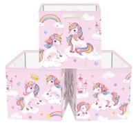 Cajas de almacenamiento "Unicornio", set de 3 unidades, 30x30x30 cm, marca Krone