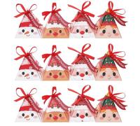 Cajas De Golosinas Navideñas | 16 Unidades Con Cintas Rojas | Bolsa De Envolver Para Fiesta De Boda - para Aperitivos Pasteles Galletas Magdalenas Brownies Dónut Chocolates Piruletas