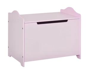 Cajas de Juguetes HOMCOM para Niños, Baúl de Almacenamiento, Caja de Juguetes. Cilindro neumático de 60L x 40L x 48H cm, MDF rosa