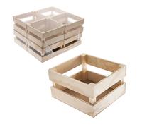 Cajas de Madera Natural Rectangular. Pack de 3, 4 u 8 Caja de Listones de Madera. Cajas de Almacenamiento Para Guardar Objetos o como Adorno y Diseño del Hogar o Jardín. Set de Cajas Decorativas