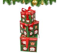 Cajas de Navidad Apilables Accesorio de Escena de Almacenamiento con | Cajas Apilables de Decoración Navideña Para Joyas Cosméticos Dulces Libros Sala de Estar Comedor Entrada Jardín Balcón