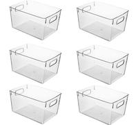 Cajas de plástico transparentes para organizar la nevera, el armario, la cocina, alimentos, frutas, verduras y ropa (pack de 6)