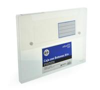 Cajas de Proyecto Office Box - Transparentes con cierre de botón de gran Resistencia y Calidad en Polipropileno Reciclable con tarjetero Personalizable. (A4 (32 x 24.3 cm))