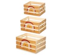 Cajas decorativas de madera con motivos de arcoíris, colección RAINBOW, juego de 3 unidades