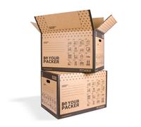 Cajas Grandes de Cartón Fuertes para Mudanza 60x40x40 cm | Be Your Packer | Cajas de Embalaje Grandes con Asas Reforzadas para Almacenaje y Envíos Muy Resistentes