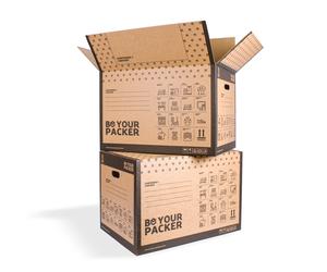 Cajas Grandes de Cartón Fuertes para Mudanza 60x40x40 cm | Be Your Packer | Cajas de Embalaje Grandes con Asas Reforzadas para Almacenaje y Envíos Muy Resistentes