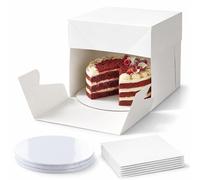 Cajas para tartas blancas con plato para pastel – Juego de 5