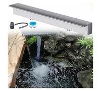 Cajón de Agua para Cascada Exterior - Fuente de Piscina de Acero Inoxidable y Salida de Cascada para Estanque y terraza con rociador de Pared con Accesorios (Plateado, Salida de Agua de 20 p