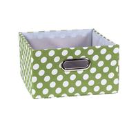 Cajón de tela verde con lunares blancos