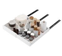 Cajón extraíble para armario - Juego de 4 cajones extraíbles ajustables - 3 rieles, ancho ajustable, acero, para armarios de cocina y despensa - Blanco