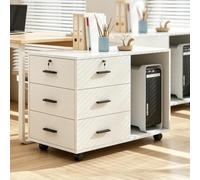Cajonera Archivador de 2 Cajones Armario Archivador con Ruedas y Cerradura | Compartimento Abierto for Torre Ordenador y Ahorro de Espacio Escritorio for Almacenamiento Diario Oficina Casa
