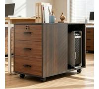 Cajonera Archivador de 2 Cajones Armario Archivador con Ruedas y Cerradura | Compartimento Abierto for Torre Ordenador y Ahorro de Espacio Escritorio for Almacenamiento Diario Oficina Casa